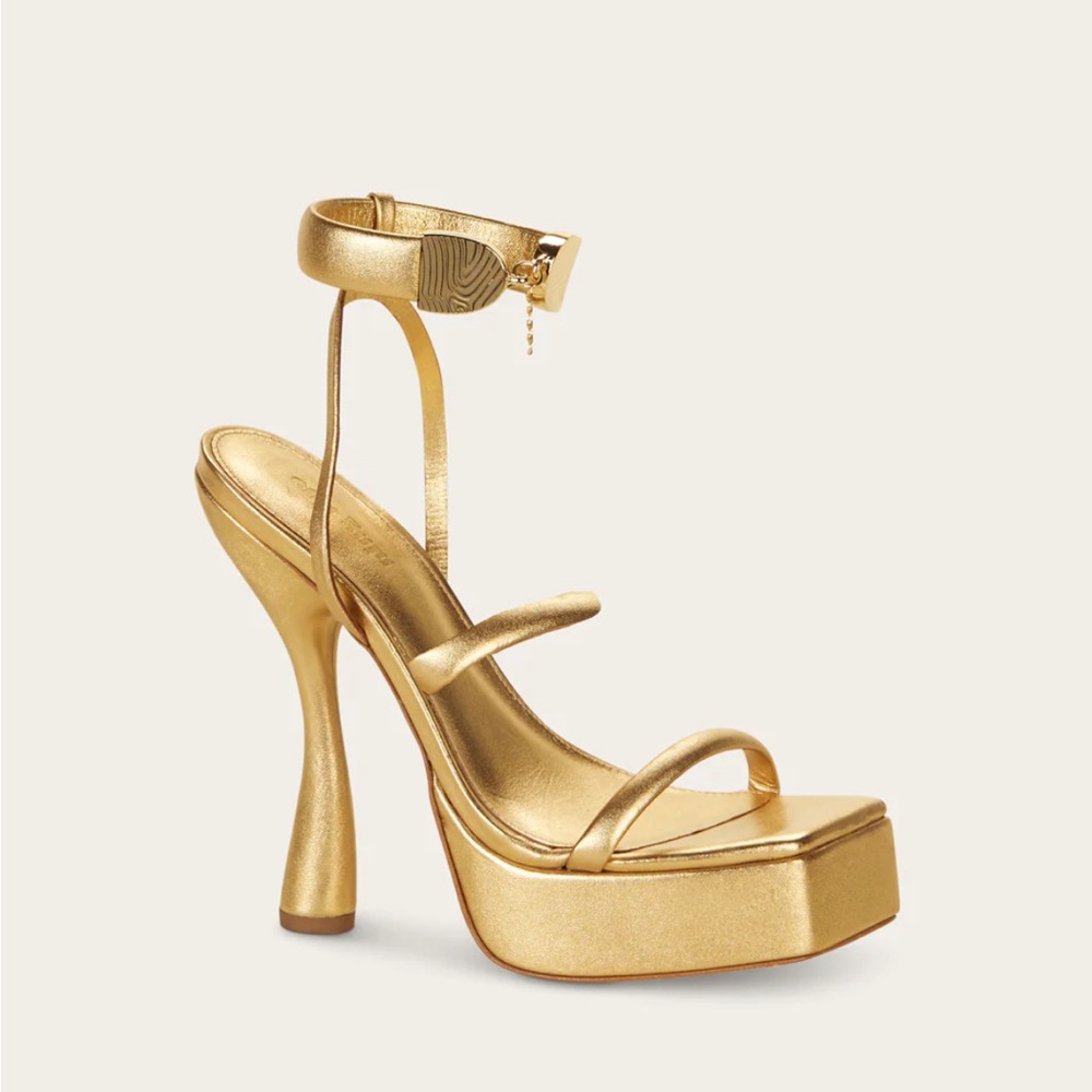 Cult Gaia Gold Platform Heels